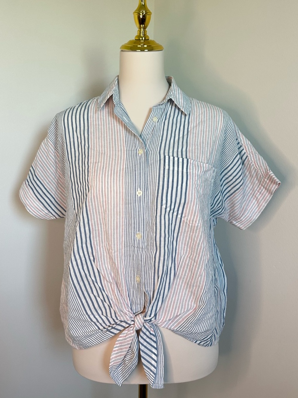 Madewell Striped Cropped Blouse